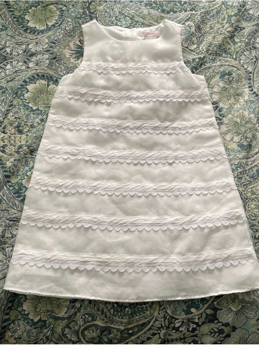 Janie & Jack White Sleeveless Girls Dress with Scalloped Trim